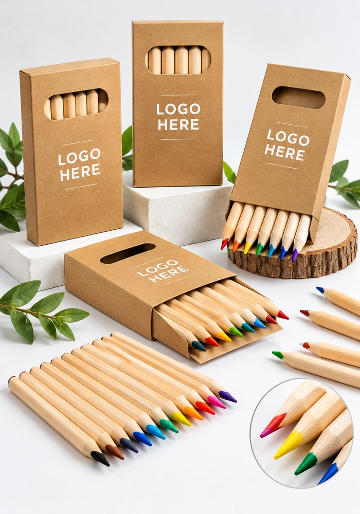 Pens & Writing Colored Pencils wholesale assortment with custom logo branding for corporate promotional gifts