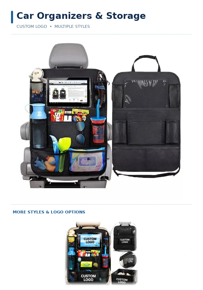 Auto & Tools Custom car organizer and seatback storage accessories with pockets, tablet panel and branded textile bags