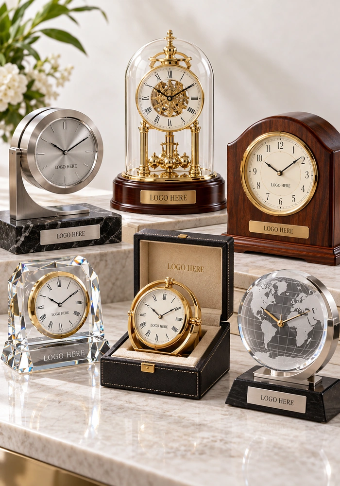 Premium Gifts & Crafts Custom Corporate Clocks & Personalized Desk Timepieces | Custom branded wholesale custom clocks & timepieces