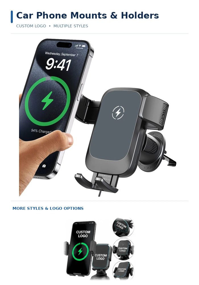 Auto & Tools Custom wireless charging car phone mounts and holders with air vent and dashboard mounting options