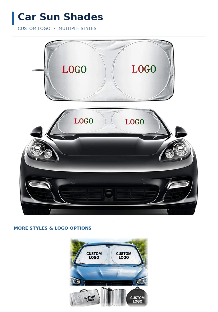 Auto & Tools Custom logo reflective car windshield sun shades with foldable covers and carrying pouch
