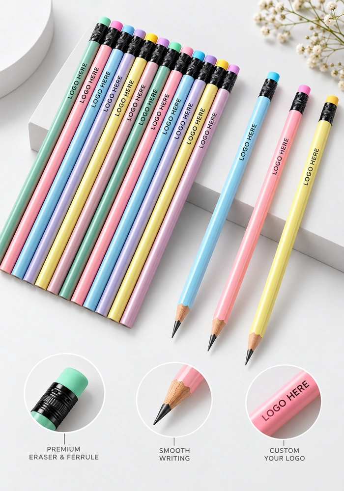 Pens & Writing Pencils wholesale assortment with custom logo branding for corporate promotional gifts