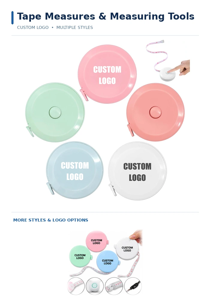 Auto & Tools Custom logo mini round tape measures in assorted pastel colors with extended measuring tapes