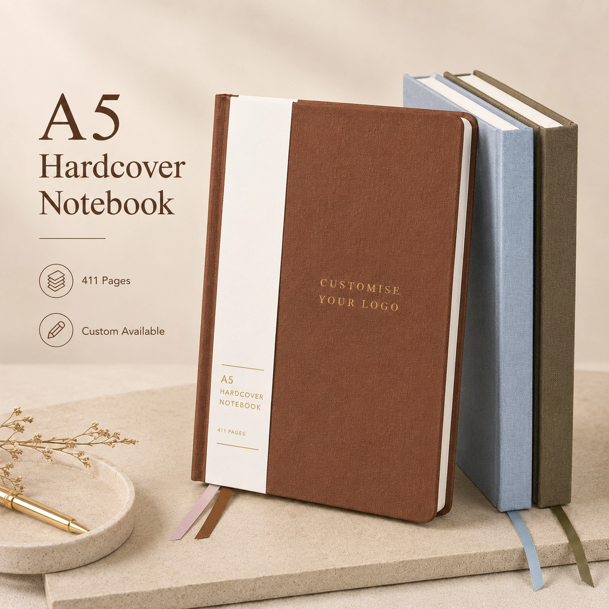 Notebooks & Paper Goods Custom branded hardcover notebooks and journals available for wholesale corporate gifts
