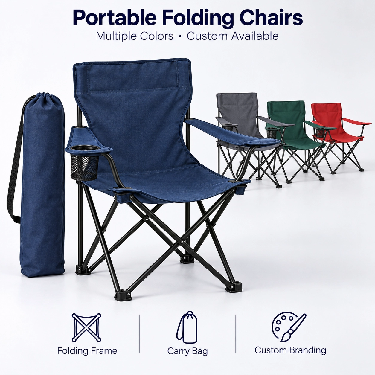 Outdoor & Leisure Custom Logo Portable Folding Camping Chairs for outdoor events, camping, hospitality and team gifts