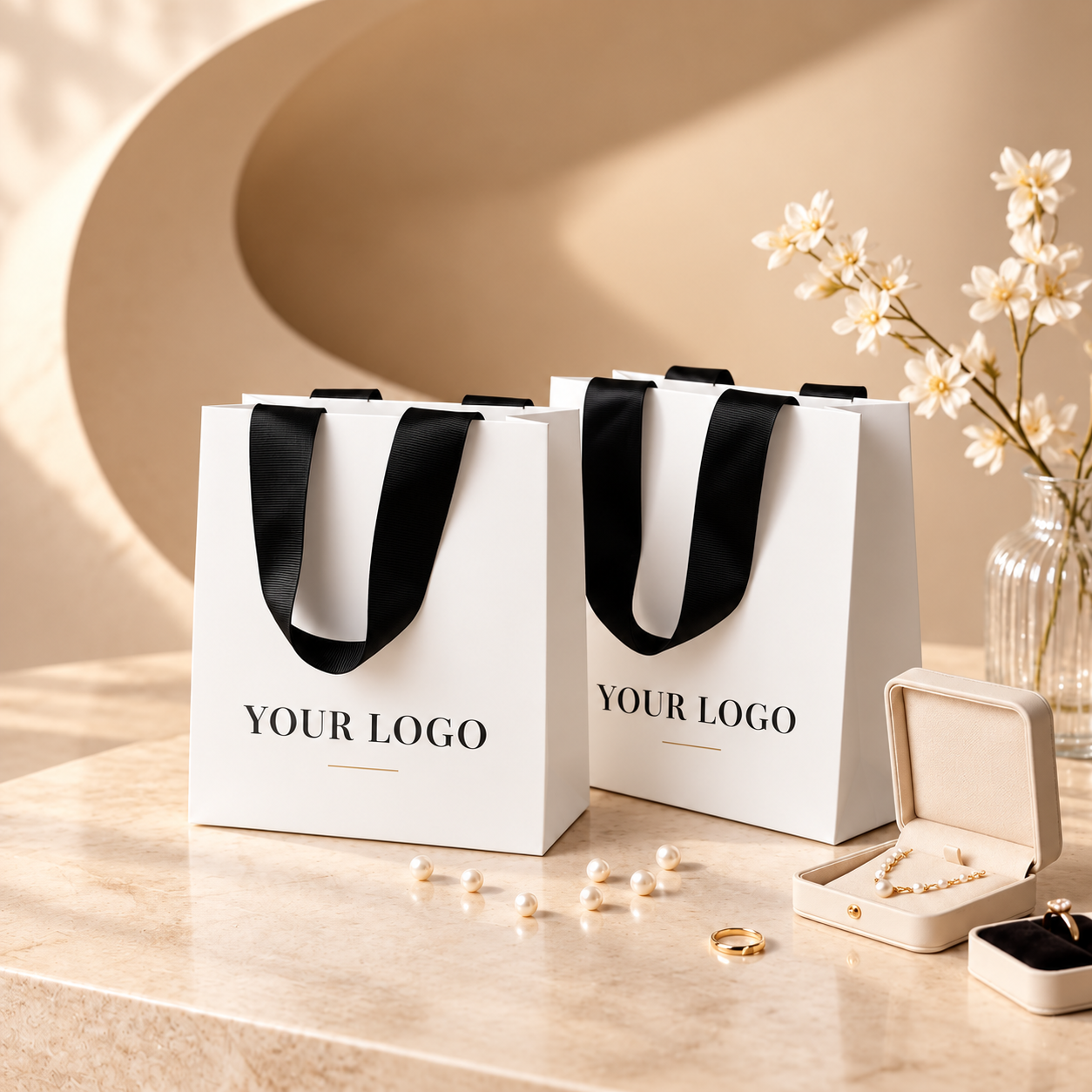 Gift Packaging & Sets Custom logo paper gift bags with ribbon handles and premium finishes