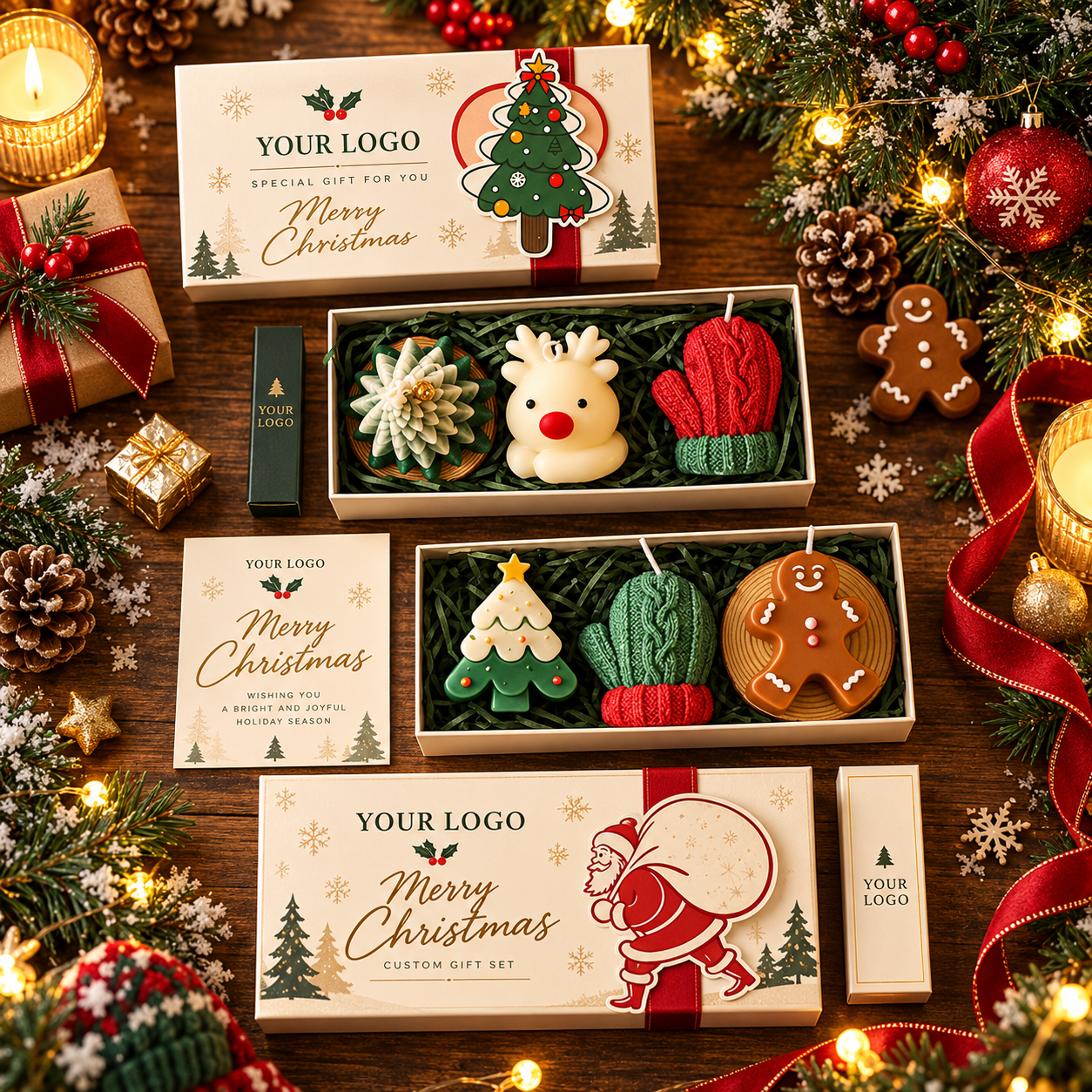 Gift Packaging & Sets Holiday gift sets with Christmas themed candles and seasonal packaging