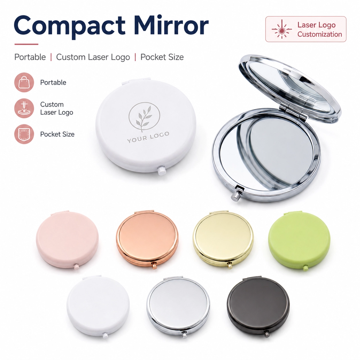 Health & Beauty Personalized Compact Mirrors & Beauty Tools for bulk corporate gifts, promotional merchandise and custom branding