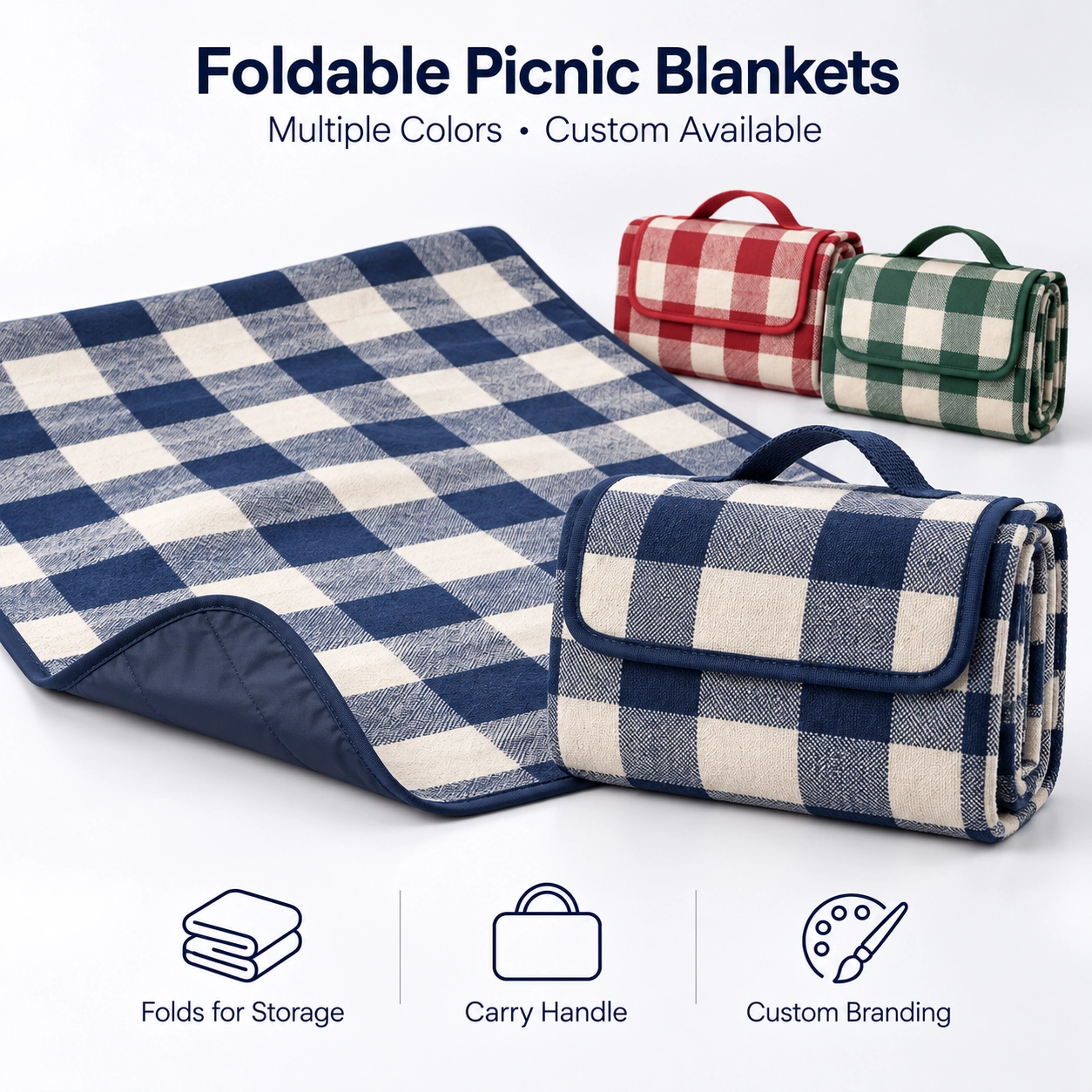 Outdoor & Leisure Custom Foldable Picnic Mats & Blankets for parks, outdoor concerts, camping and promotional gift kits