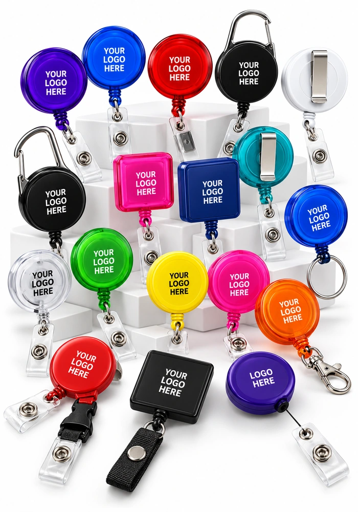Trade Show & Signage Retractable Badge Reels - Custom Retractable Badge Reels & Printed ID Pull Reels - custom wholesale trade show promotional products