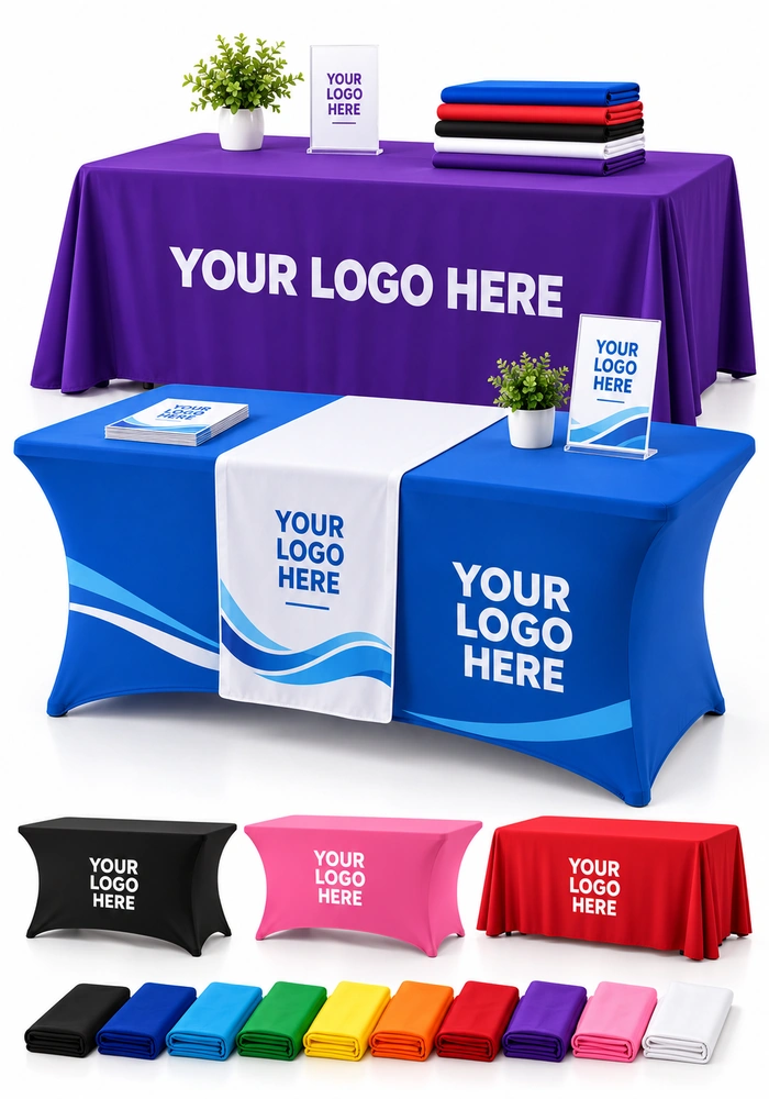 Trade Show & Signage Table Covers & Runners - Custom Printed Trade Show Table Covers, Fitted Tablecloths & Runners - custom wholesale trade show promotional products