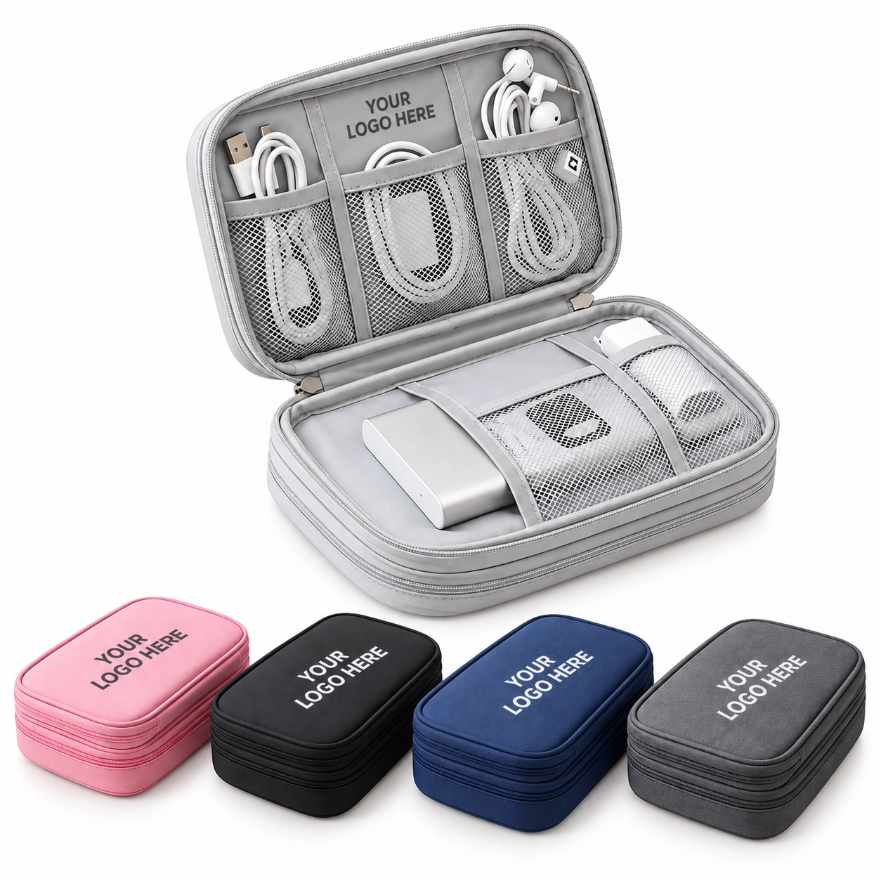 Technology Custom Tech Organizers & Travel Cable Cases for wholesale corporate giveaways and logo customization