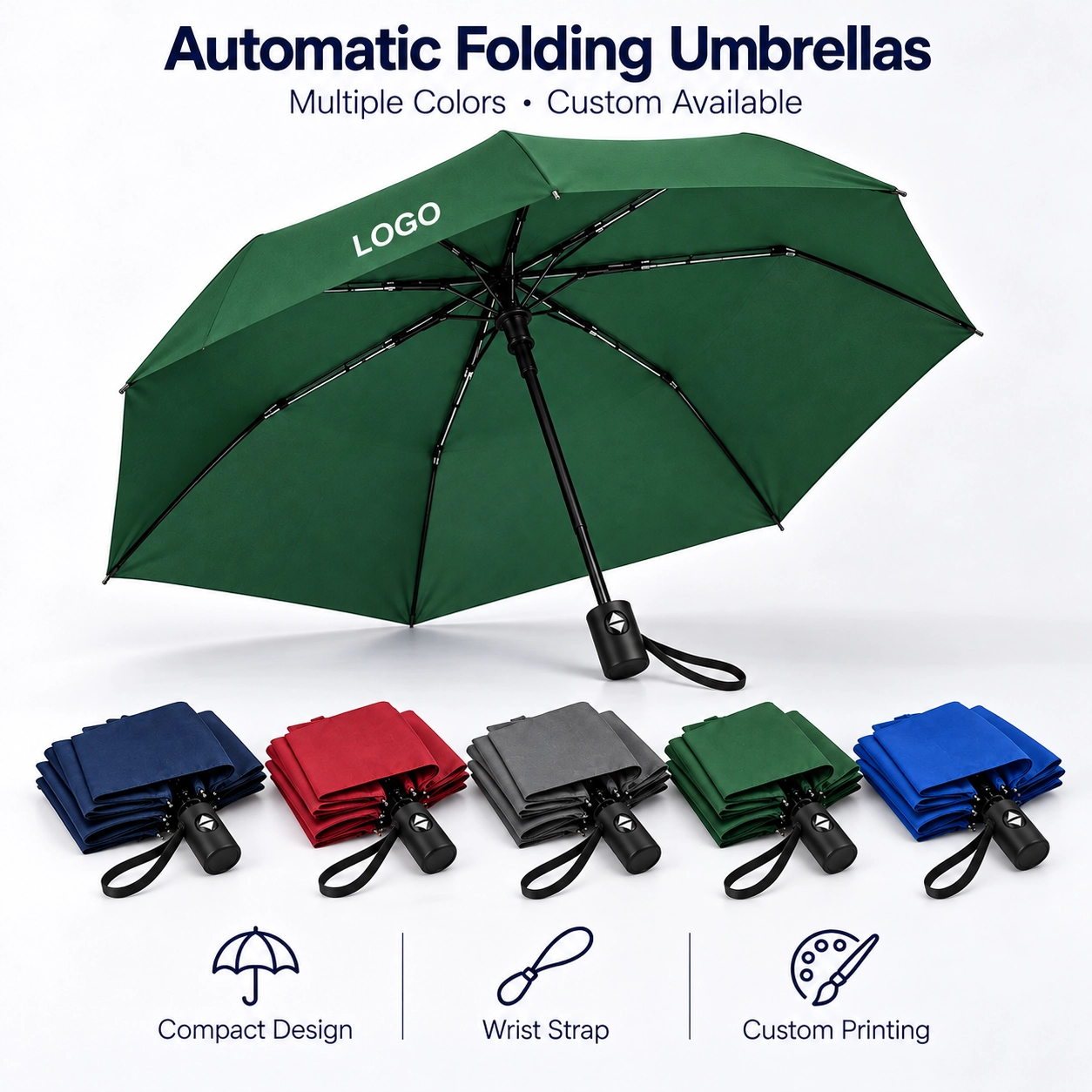 Outdoor & Leisure Custom logo folding umbrellas for outdoor promotions and corporate gifts